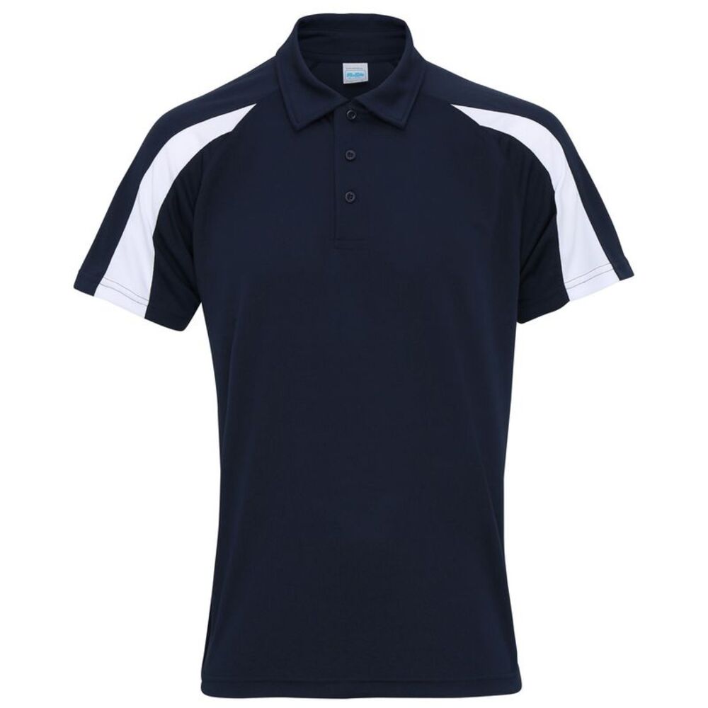 AWDis Just Cool Mens Short Sleeve Contrast Panel Polo Shirt / French Navy/Arctic